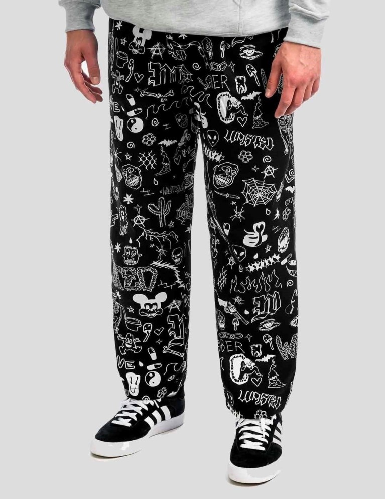 Pantalon WASTED PARIS locais allover surf pants black